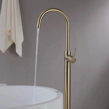 Waschbeckenarmatur Kristof, freistehende Montage, Mattgold, Höhe 110 cm, Royalty Line by Ego