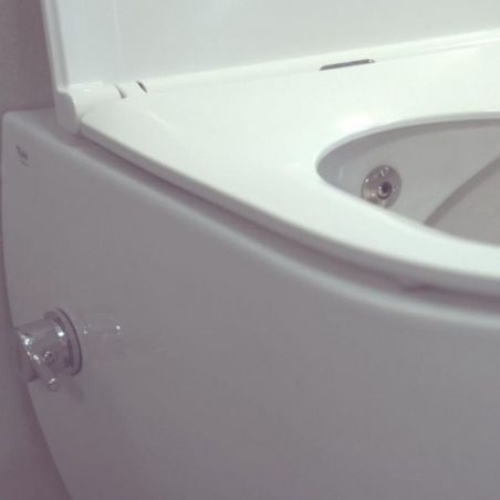 WC-Schüssel mit Bidetfunktion, Taharet, Warm-/Kaltwasserarmatur, Weiß, wandhängend , Soft-Close Deckel, 55x36 cm, Angi