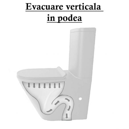 Toilettenschüssel EGO Dario, Rimless, Tank inklusive, 2-St., Weiß glänzend, Bodenmontage, Duroplast Slim Soft-Close-Deckel inkl.