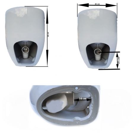 Santa Rimless WC, 69x46 cm, Einbautank, Weiß, Bodenmontage, Soft-Close-Deckel inklusive, Lizenzlinie von Ego
