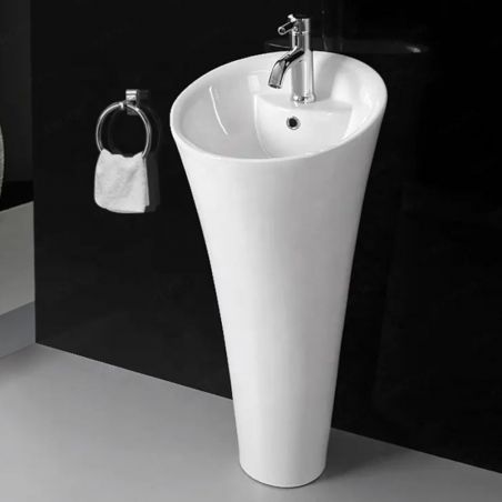 Standwaschbecken EGO David, Weiß, 45x87 cm, mit Hahnloch, Bodenmontage, Sanitärkeramik