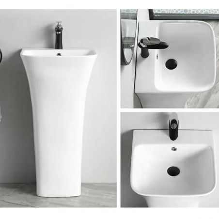 Standwaschbecken Novia, Weiß, 45x43x84 cm, mit Hahnloch, Bodenmontage, Sanitärkeramik
