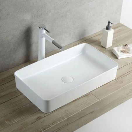Waschbecken Maura, Weiß, Sanitärkeramik , 61x35 Aufsatzmontage