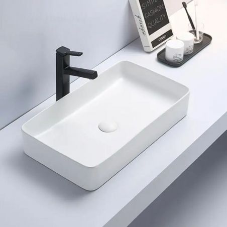 Waschbecken Maura, Weiß, Sanitärkeramik , 61x35 Aufsatzmontage