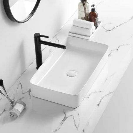 Waschbecken Maura, Weiß, Sanitärkeramik , 61x35 Aufsatzmontage