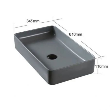 Waschbecken Maura, Mattgrau, Sanitärkeramik, 61x35 Aufsatzmontage