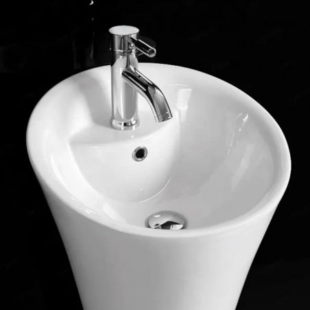 Standwaschbecken EGO David, Weiß, 45x87 cm, mit Hahnloch, Bodenmontage, Sanitärkeramik