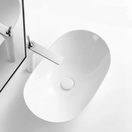 Waschbecken Luigi, Weiß, Sanitärkeramik, 52x32 Aufsatzmontage