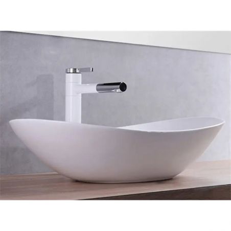 Waschbecken Luigi, Weiß, Sanitärkeramik, 52x32 Aufsatzmontage