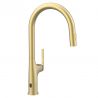 Küchenarmatur, Touch-Sensor und ausziehbare Brause, 3 Strahlarten, 360 Grad schwenkbarer Auslauf, gebürstetes Gold, Ricardo