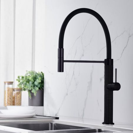 Küchenarmatur Filip, flexiblem Auslauf und ausziehbarer Brause, Höhe 52 cm, Schwarz