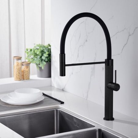 Küchenarmatur Filip, flexiblem Auslauf und ausziehbarer Brause, Höhe 52 cm, Schwarz