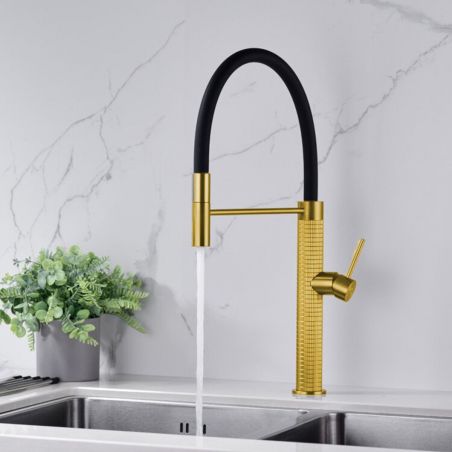 Küchenarmatur Filip, flexiblem Auslauf und ausziehbarer Brause, Höhe 52 cm, Mattgold