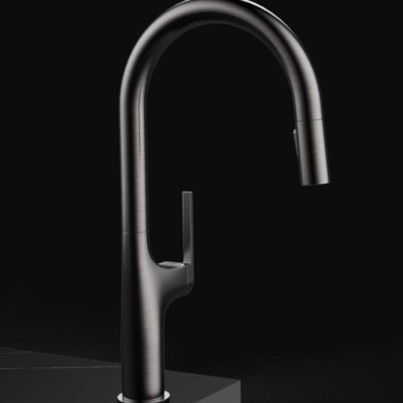 Küchenarmatur, Touch-Sensor und ausziehbare Brause, 3 Strahlarten, 360 Grad schwenkbarer Auslauf, Schwarz, Ricardo