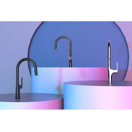 Küchenarmatur, Touch-Sensor und ausziehbare Brause, 3 Strahlarten, 360 Grad schwenkbarer Auslauf, Schwarz, Ricardo