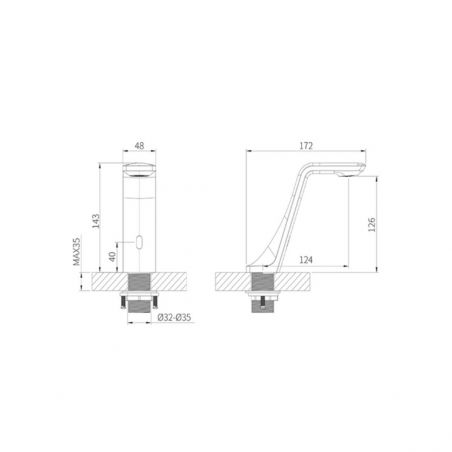Waschbeckenarmatur Pepe mit Sensor, Schwarz, Waschbeckenmontage, Batteriebetrieb
