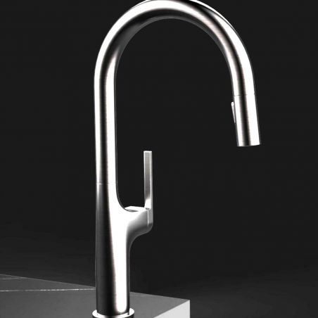 Küchenarmatur, Touch-Sensor und ausziehbare Brause, 3 Strahlarten, 360 Grad schwenkbarer Auslauf, Chrom, Ricardo