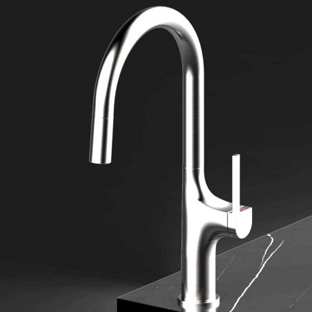 Küchenarmatur, Touch-Sensor und ausziehbare Brause, 3 Strahlarten, 360 Grad schwenkbarer Auslauf, Chrom, Ricardo