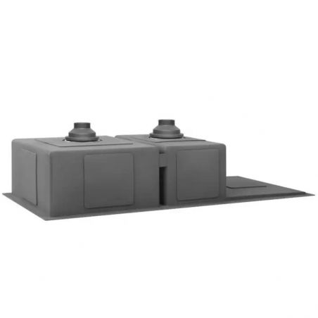 Küchenspüle, Arbeitsstation, Nano-Beschichtung, 2 Becken, 19 cm Tiefe, Edelstahl, Gun Grey, 100x45 cm, Vania