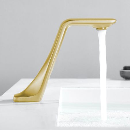 Waschbeckenarmatur Pepe mit Sensor, Mattgold, Waschbeckenmontage, Batteriebetrieb