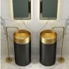 Maurio Standwaschbecken aus Edelstahl, Gebürstetes Schwarz-Gold, 40x40x80 cm, ohne Armaturloch, Bodenmontage
