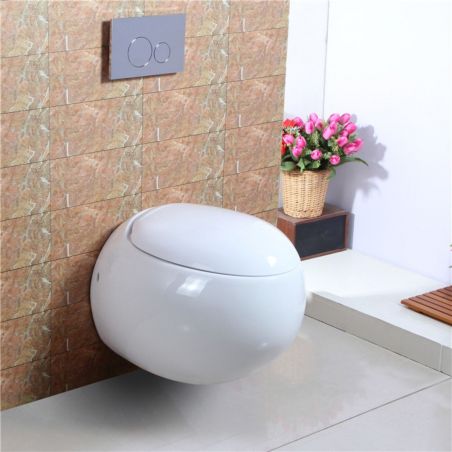 EGO Angelo WC-Becken, Weiß, 60x43 cm, hängende Montage, Duroplast Slim Soft-Close-Deckel im Lieferumfang enthalten