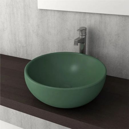Waschbecken, Durchmesser 45 cm, Mattgrün, Power Colour, Aufsatzmontage, Sanitärkeramik, Michael