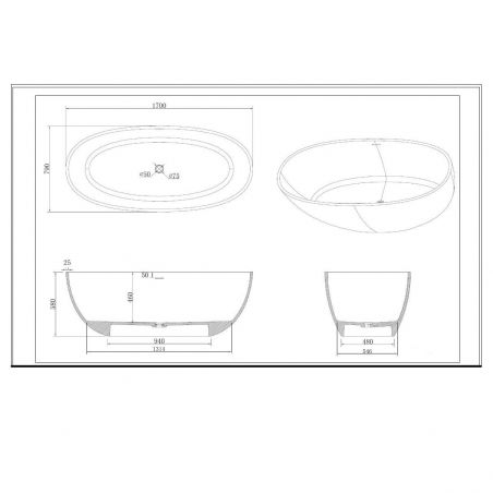 Badewanne Lulu, Coroian-Verbundstoff, Mattschwarz, 170 oder 180 cm, Wärmedämmung, freistehend