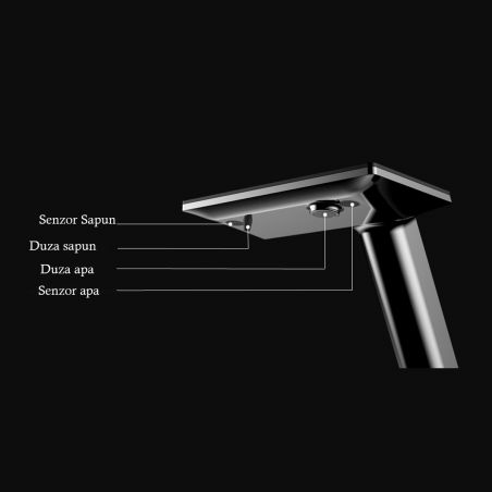 Waschbeckenarmatur, Digitales LED-Display, Wasser- und Seifensensor, 3-Liter-Reservoir inklusive, Gold, Anais