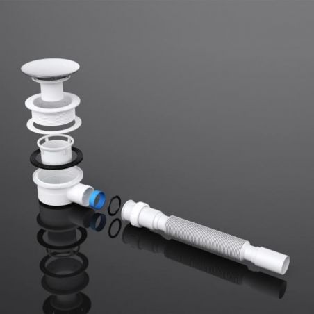 Ablaufsiphon für Duschwannen, universal, flexibler Schlauch, Chromdeckel, AL 01
