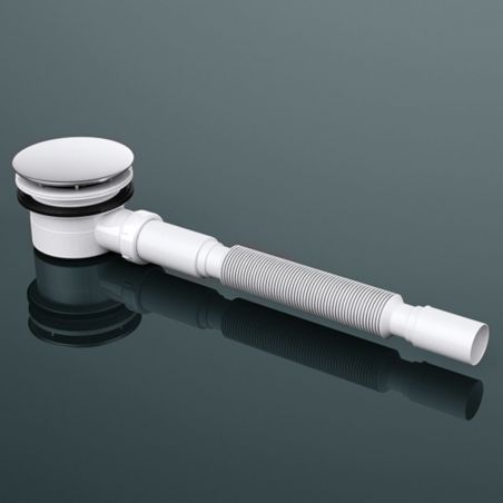 Ablaufsiphon für Duschwannen, universal, flexibler Schlauch, Chromdeckel, AL 01