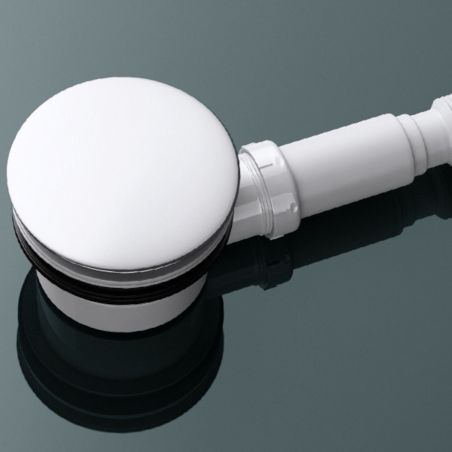Ablaufsiphon für Duschwannen, universal, flexibler Schlauch, Chromdeckel, AL 01