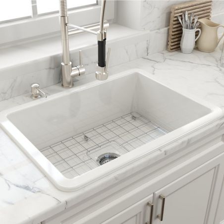 Küchenspüle, Material Fireclay, Farmhouse-Stil, Einbau, 68x48 cm, Weiß, Royalty Line by Ego, Nazario