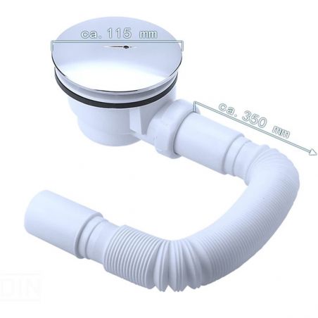 Ablaufsiphon für Duschwannen, universal, flexibler Schlauch, Chromdeckel, AL 01