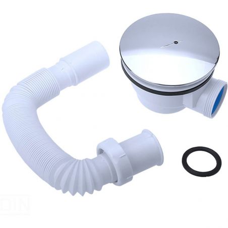 Ablaufsiphon für Duschwannen, universal, flexibler Schlauch, Chromdeckel, AL 01