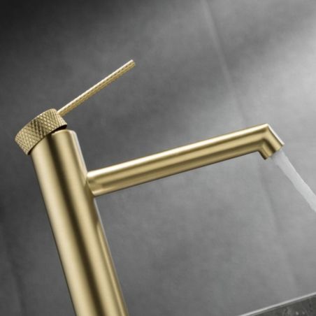Waschbeckenarmatur, Mattgold, Aufsatzmontage, Höhe 31, Apolo