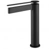 Waschbeckenarmatur, schlanker Griff und Auslauf, Mattschwarz, Aufsatzmontage, Elis