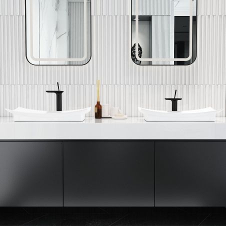 Waschbeckenarmatur, Wasserfall-Design, mit Perlator, Mattgold, Aufsatzmontage, Höhe 26 cm, Dion