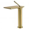 Waschbeckenarmatur, Wasserfall-Design, mit Perlator, Mattgold, Aufsatzmontage, Höhe 26 cm, Dion