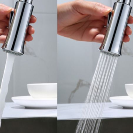 Küchenarmatur, inkl. Halterung, ausziehbare Brause , 2 Strahlarten, flexibler und 360° schwenkbarer Auslauf, Chrom, Tomis
