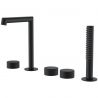 Badewannenarmatur, Mattschwarz, 5-Loch-Montage, mit Perlator, Badewannenmontage, Apolo