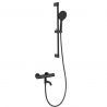 Duschsystem und Badewannenarmatur, Mattschwarz, Vernet Thermostat, Handbrause mit 3 Strahlarten, Glitschiene, Pilos