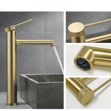Waschbeckenarmatur, Mattgold, Aufsatzmontage, Höhe 31, Apolo
