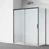 Duschkabine, fester Wand und Schiebetür, 6 mm Sicherheitsglas, 70–90 x 100–180 cm, Profil und Griff in Mattschwarz, Hanes