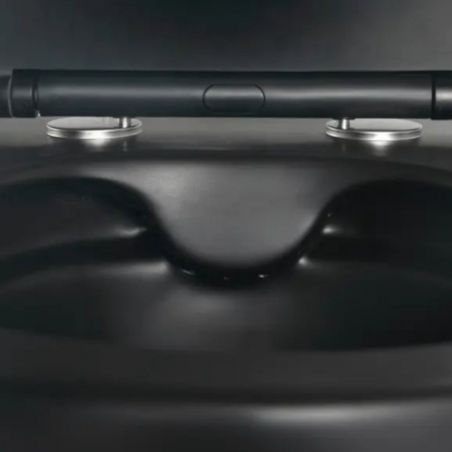 Wandhängendes WC, Mattschwarz, Power Color, Rimless, 49x37 cm, Duroplast-Deckel, Sanitärkeramik, Ben