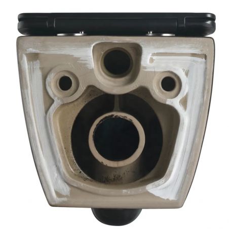 Wandhängendes WC, Mattschwarz, Power Color, Rimless, 49x37 cm, Duroplast-Deckel, Sanitärkeramik, Ben