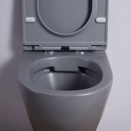 Wandhängendes WC, Mattgrau, Power Color, Rimless, 49x37 cm, Duroplast-Deckel, Sanitärkeramik, Ben