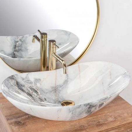 Waschbecken, Steinoptik, Sanitärkeramik, 61x35 Aufsatzmontage, Luigi