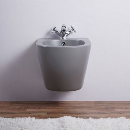Bidet, Mattgrau, Power Colour, 49x36 cm, Wandmontage, Sanitärkeramik, Ben