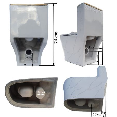 WC Lazio Gun Grey, Rimless, 69x39 cm, integrierter Spülkasten, Bodenmontage, inklusive Soft-Close Deckel, Royalty Line von Ego